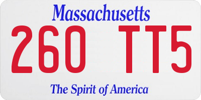 MA license plate 260TT5