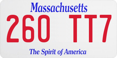 MA license plate 260TT7
