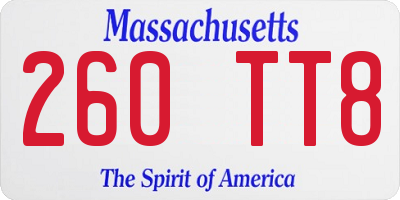 MA license plate 260TT8