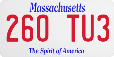 MA license plate 260TU3