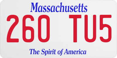 MA license plate 260TU5