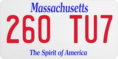 MA license plate 260TU7