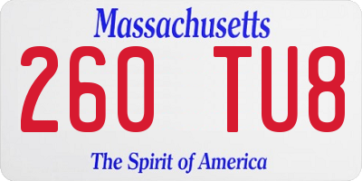 MA license plate 260TU8