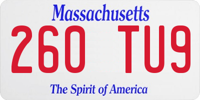 MA license plate 260TU9