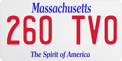 MA license plate 260TV0