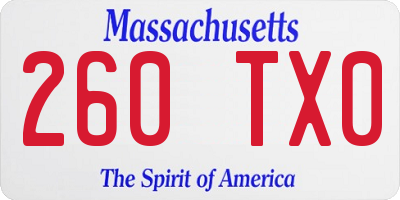 MA license plate 260TX0