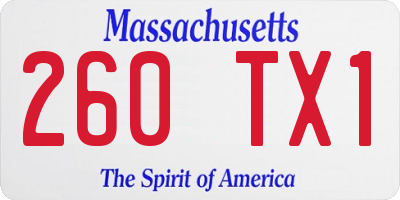MA license plate 260TX1