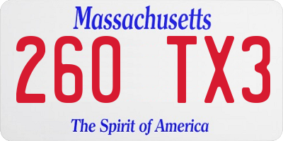 MA license plate 260TX3
