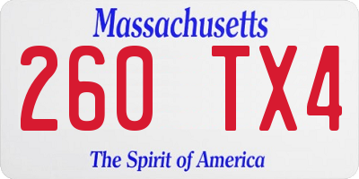 MA license plate 260TX4