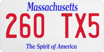 MA license plate 260TX5