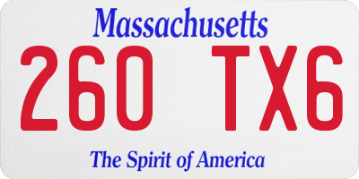 MA license plate 260TX6