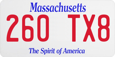 MA license plate 260TX8