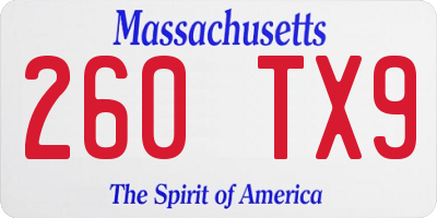 MA license plate 260TX9