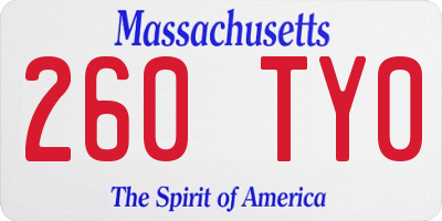 MA license plate 260TY0