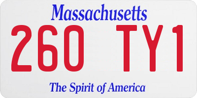MA license plate 260TY1