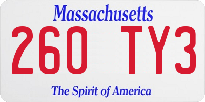 MA license plate 260TY3