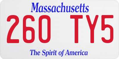 MA license plate 260TY5