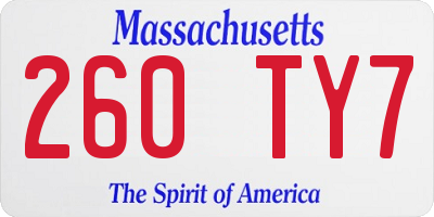 MA license plate 260TY7