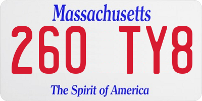 MA license plate 260TY8