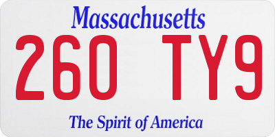 MA license plate 260TY9