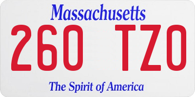 MA license plate 260TZ0
