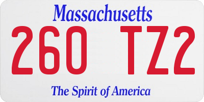 MA license plate 260TZ2