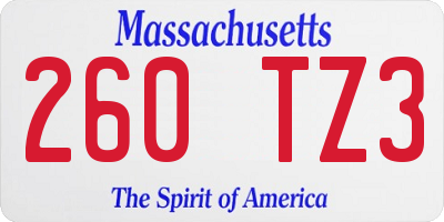 MA license plate 260TZ3