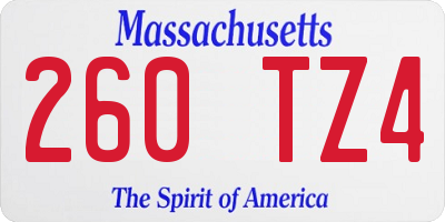 MA license plate 260TZ4