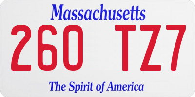 MA license plate 260TZ7
