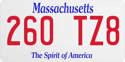 MA license plate 260TZ8