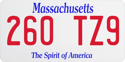 MA license plate 260TZ9
