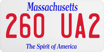 MA license plate 260UA2