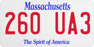 MA license plate 260UA3