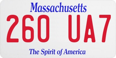 MA license plate 260UA7