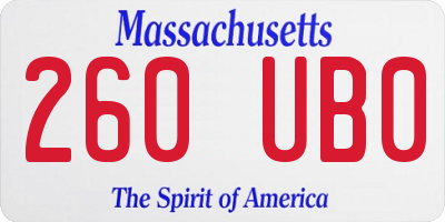 MA license plate 260UB0