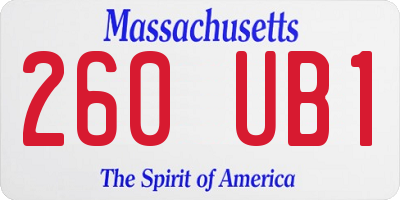 MA license plate 260UB1