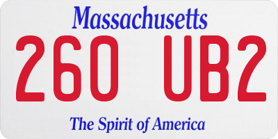 MA license plate 260UB2
