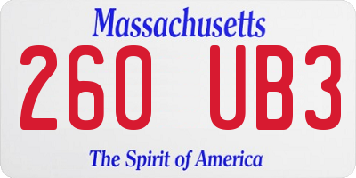 MA license plate 260UB3