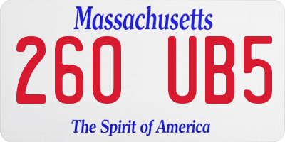 MA license plate 260UB5