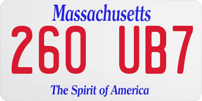 MA license plate 260UB7