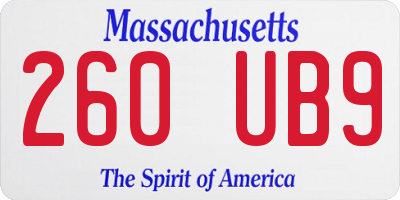 MA license plate 260UB9