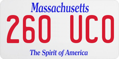 MA license plate 260UC0