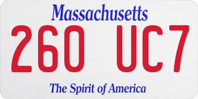 MA license plate 260UC7