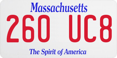 MA license plate 260UC8