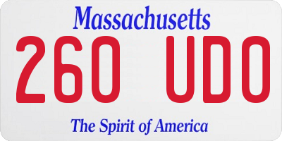MA license plate 260UD0
