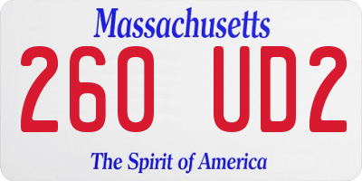 MA license plate 260UD2