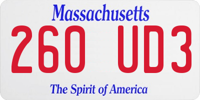 MA license plate 260UD3