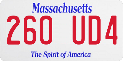 MA license plate 260UD4