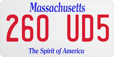 MA license plate 260UD5