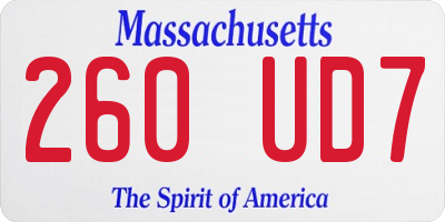 MA license plate 260UD7